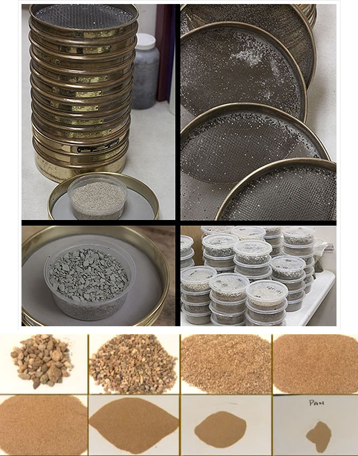 Sand sieve analysis sieving results