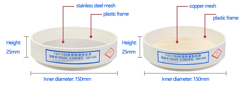 Cement Test Sieve Dimensions for Plastic Material